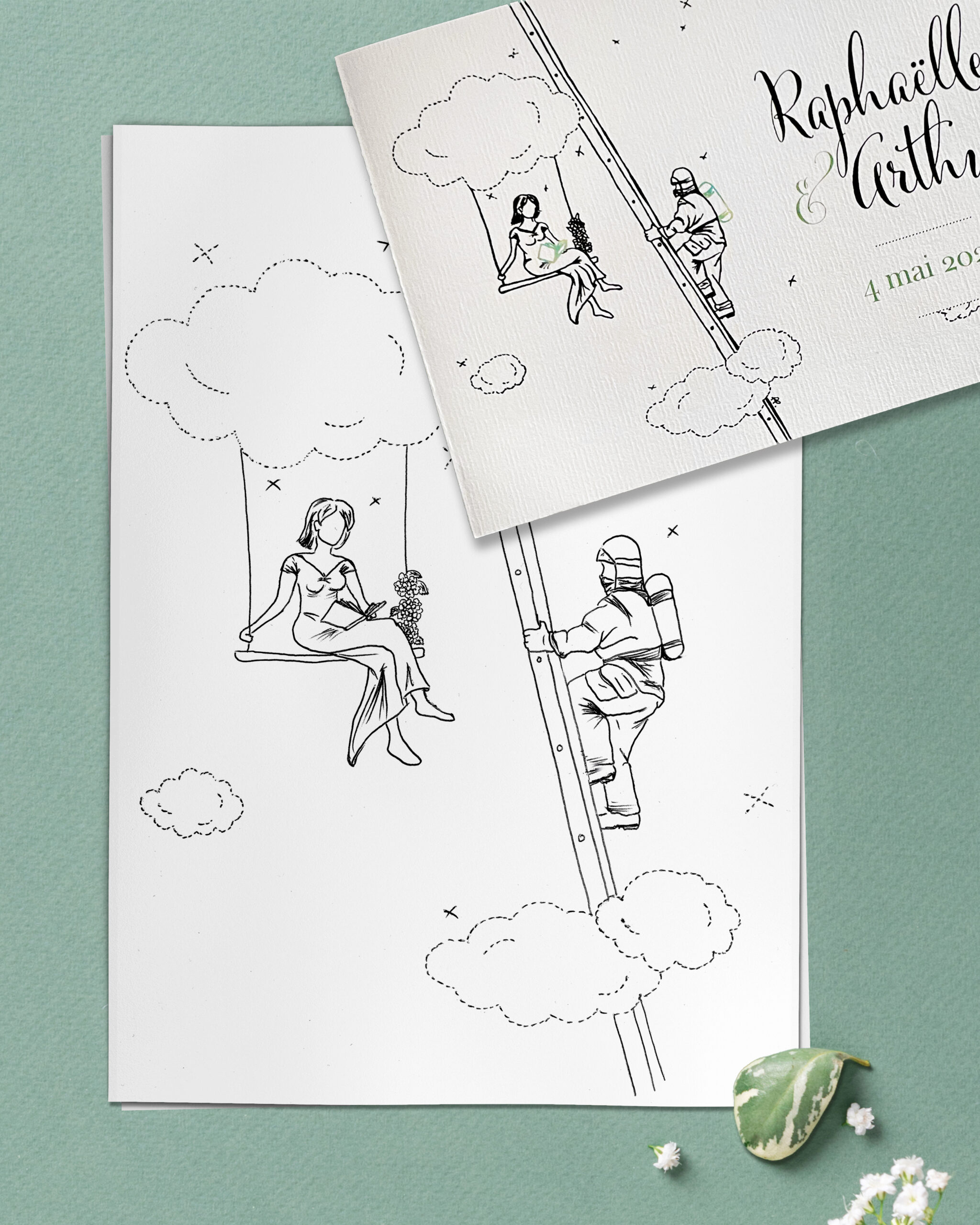 Faire-part de mariage avec illustration