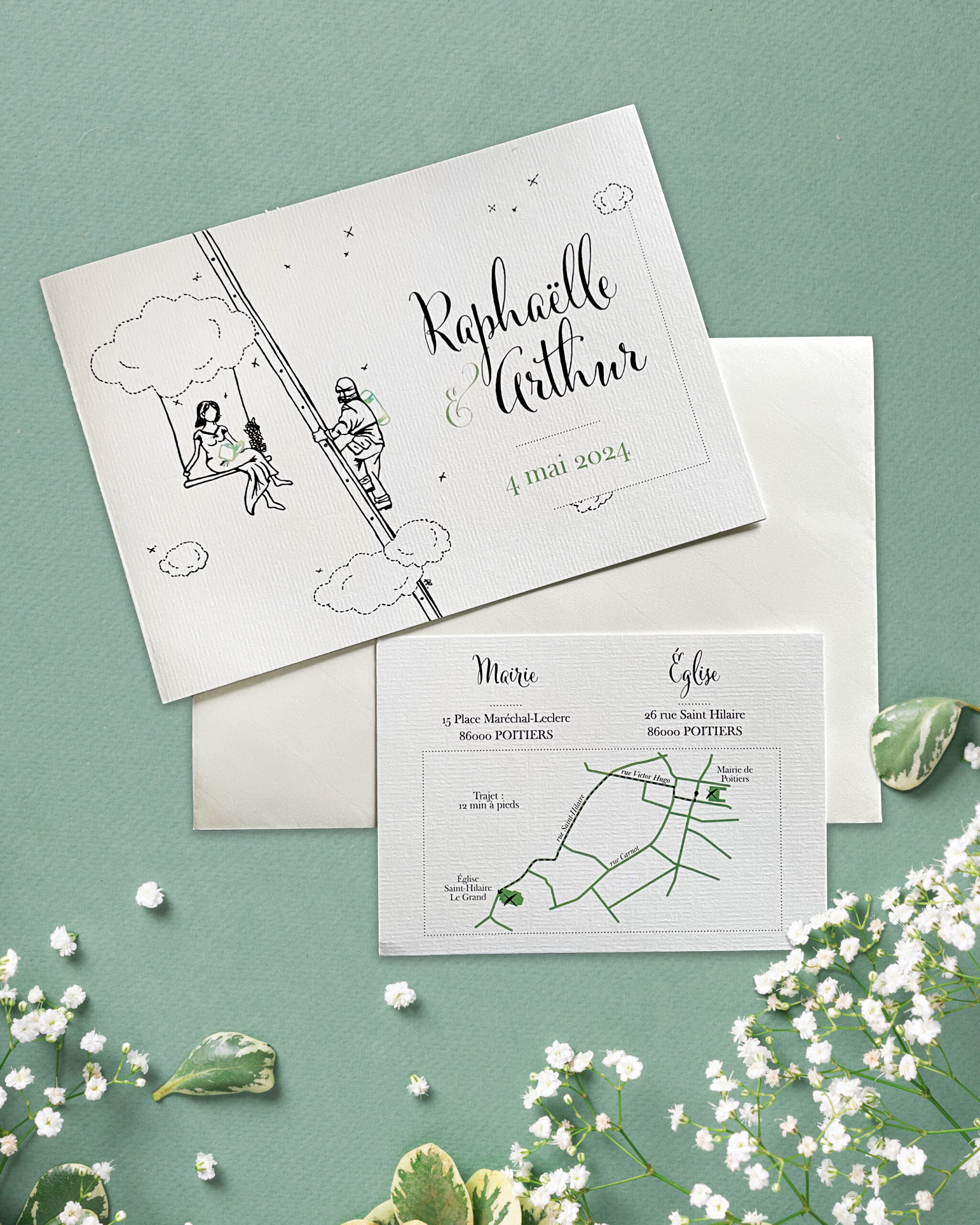 Faire-part de mariage avec illustration
